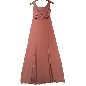 Social Womens Formal Bridesmaids Maxi Dress Sleeveless Sz 4 Desert Rose Back Zip